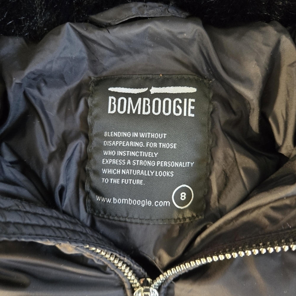 Bomboogie Kids Black Puffer Jacket with Faux Fur hood/arms sz 8 - Picture 3 of 5